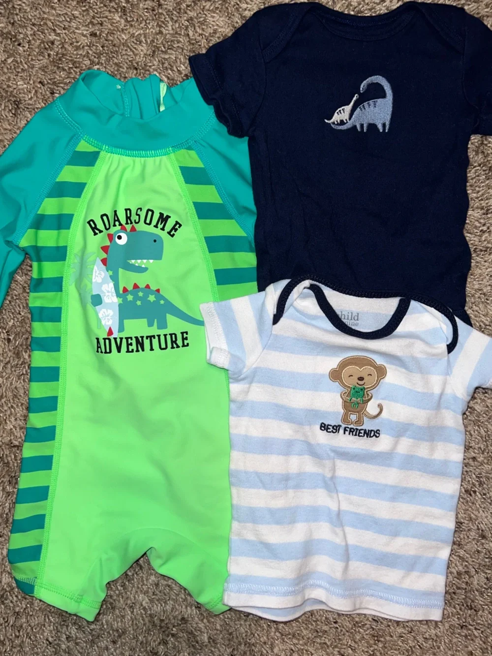 Baby Boy Bundle Green Blue Bundle One-Piece Rash Guard 3/6 months
